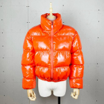 Talvised naiste lukuga pargid Jakid Streetwear T&auml;ispikkade varrukatega Lukuga Vabaaja Puhvjakid Villased Mantlid Kitsad Vabaaja Jakid L oranž