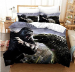 3D Prinditud Koletised G-Godzilla Voodipesukomplekt VS KingKongi Tekikoti Komplekt Padjap&uuml;&uuml;riga 2/3 tk Tekikatted &Uuml;heinimese, Kaheinimese, Kuninga suurused EU Single(135*200cm)3pcs