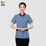 Nai Dian Hotelli koristaja l&uuml;hikeste varrukatega &uuml;htlane pluus lilla kraega L-5XL Unisex