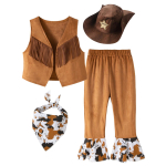 Kaitse&uuml;likond t&uuml;drukutele Purimiks, Halloweeniks, V&auml;ikelastele, Lastele, Kauboi T&uuml;druku Cosplay, Vest, Seelik, Peo Kost&uuml;&uuml;m, Karneval, S&uuml;nnip&auml;evariided 10-12 Years Old&Cowgirl brown