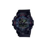 CASIO Meeste vedelkristall/analoog kahekordse n&auml;iduga seeria 58mm Must kell GA-700RGB-1A GA-700RGB-1A Black Strap