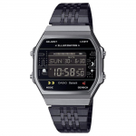 CASIO kvartsliikumisega roostevabast terasest rihmaga k&auml;ekell Unisex musta sihverplaadiga ABL-100WEPC-1BJR Black Dial