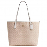Coach City 33 Klassikaline Monogramm Kl&otilde;psuga Sulgemisega Totes Kott Naiste tote Beež CV976-IMXDM Basic Set (Bag+Dust Bag)