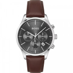 BOSS Avery hallikaspruun nahast meeste kvarts-kronograaf 1514155 hall
