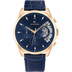 Tommy Hilfiger Baker Sinine sihver Sinine nahkrihm Meeste kvartskell 1710451 sinine