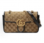 Gucci Gg Marmont Kuldse Sildiga Logo Vananenud Lillemustriga Kett Pikitud L&otilde;uend &Uuml;he &Otilde;la Messengeri Kott Basic+Dust Bag eebenmust/must