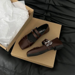 Disainer Kevad Naiste Mary Jane Kingad Moodsad Ruudukujulise Ninaga Daamide Mugavus Pehme Tald Madalad Kingad Naiste Mugavus Balleriinad Kingad 35 pruun