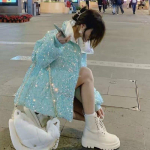 Talvised v&auml;rvilised litrid tihendav soe sulemantel Bomber Puuvillapolsterdatud helmestega puhvis jope T&otilde;mblukk Parka statiivi krae kardigan M sinine