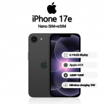 Apple iPhone 17e nutitelefon toetab Nano-SIM+eSIM, uus ja aktiveerimata 256GB must