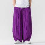 Kevad Suvi Meeste Vintage Must Lai Jalg P&uuml;ksid Meeste Hanfu Hingavad Haremip&uuml;ksid Mehelik &Uuml;hev&auml;rvilised Harajuku L&otilde;dvad P&uuml;ksid 5XL lilla