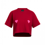 Adidas X Ivy Park L&uuml;hike T-s&auml;rk S&uuml;damekujutis Kolm triipu Spordiks &Uuml;mmargune kaelus L&uuml;hike varrukas Top Naiste Topid Punane HI1978 S