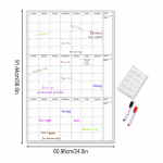 Korduvkasutatav tahvlikalender 2 tahvlimarkeri, kahepoolne, kokkupandav disain, 3 kuu planeerija kontorisse, koju, kooli, kustutatav pind, igan&auml;dalane Accessories Random