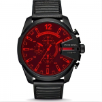 Diesel DZ4460 Mega Chief Kronograaf Kvarts Punase sihverplaadiga Meeste k&auml;ekell 47mm must
