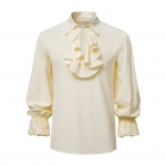 Meeste S&auml;rk Seisu Kaelus Rev&auml;&auml;riga Pitsiline Pikkade Varrukatega Pullover Steampunk Retro Keskaegne Cosplay Halloween Kost&uuml;&uuml;mid Gooti renessanss Top S