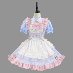 Anime XS-5XL Magus Armas Lolita Neitse Kleit Cosplay Kost&uuml;&uuml;m Roosa Sinine T&uuml;druk Naine Neitse Kleit Pidu Kohvik Kost&uuml;&uuml;mid Vikerkaare T&uuml;druk XS taevasinine v&auml;rv