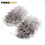FREEDOM 10 tolli s&uuml;nteetilised s&uuml;gavad lainelised keerdpatsid juuksed Ombre Afro lokkis patsid juuksepikendused k&otilde;rge temperatuuriga kiud (as the picture,10inches) gray