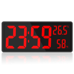 Suur digitaalne seinakell Temperatuuri ja niiskuse n&auml;idik &Ouml;&ouml;režiim Lauakell 3 kuvarežiimi 12/24H Elektrooniline LED-kell (Red,14 inch) punane
