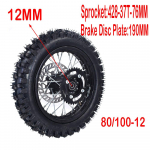 Mootorratta Tagumine Rattas 1.85-12 Tolli 80/100-12 Rehviga 190MM Piduriketta Plaat Hammasratas #428 CRF KLX Kayo BSE Mustuse Pit Bike'ile