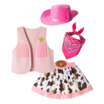 V&auml;ikeste T&uuml;drukute Kauboi Cosplay Esituskomplekt Lastele Roosa Vest Seelik Sall Kokkupandav M&uuml;ts Riided V&auml;ikelapsele 4tk Halloweeni Karnevali R&otilde;ivad 90 pink