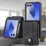 Luksuslik Nahast Rahakott Telefonikate Samsung Galaxy Z Flip 8 7 6 5 4 3 Flip7 FE Flip6 jaoks T&otilde;mblukuga Kaardihoidja Kaitsekattega Galaxy Z Flip 8 must
