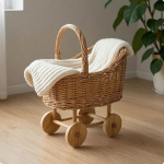 Rotangist L&uuml;kandk&auml;ru VintageVintageIlmega M&auml;nguk&auml;ru Kootud M&auml;nguasi V&auml;ikelastele, Fotograafidele, L Pushcart Flower white