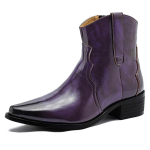 Meeste L&auml;&auml;ne Saapad K&otilde;rge Kontsaga Mootorratturi Saapad PU Nahast L&uuml;hikesed Esitlussaapad K&otilde;rgust Lisavad Teravaotsalised Cowboy Ankle Boots 44 black