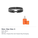 HERMES Clic HH kullatud k&auml;ev&otilde;rud Meeste Must H703203FK01 One Size 4 must