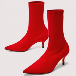 S&uuml;gisene naiste sokisaapad Stretch kangas K&otilde;rged kontsad Terava ninaga Poolsaapad Pumps Stiletto naiste kingad 36 punane