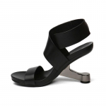 Gladiaator Sandaalid Naiste Jalatsid Metallist Kummaline konts Seksikad kingad Naine k&otilde;rged kontsad Naiste sandaalid 34 must