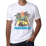 Meeste Vintage T-s&auml;rk Graafiline T-s&auml;rk Suvine Kolmnurk Marseille Valge XS valge