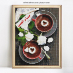 DIY teemantmaal T&auml;is &uuml;mmargune roosi ja kohviga kivikivist pilt teemantmaal 20X30CM