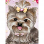 Teemanttikandid koer Yorkshire'i t&auml;is&uuml;mmargune teemantmaaling loomade kivist ristpistes 20X30CM