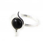 Bague Argent 'D&eacute;esse Noir de Jais' noir argent&eacute; (rhodi&eacute;) - 15x8 mm 52 must