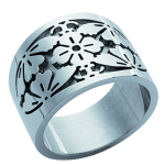 Bague acier 'Carmen' argent&eacute; - 16 mm 50 h&otilde;be