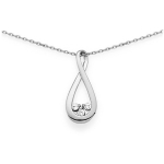 Altesse [Q6021] - Collier argent 'C&acirc;lin' blanc argent&eacute; (rhodi&eacute;) - 25x10 mm valge