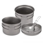 Camping Titanium k&ouml;&ouml;gitarvete komplekt 1000 ml 750 ml potti lusika komplekt v&auml;lik&auml;mpimiseks matkamiseks Three-piece