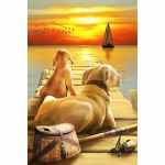 5D Teemantmaaling P&auml;ikeseloojanguga Koerte Teemanttikandid Ristpistes Kodukaunistused K&auml;sitsi valmistatud kingitused Round 20x30cm