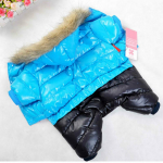 Talvised lemmikloomakoerte riided veekindlad karusnahast kapuutsiga kutsika lemmikloomade kombinesooni mantel Paks soe sulejope v&auml;ikestele koertele Chihuahua Yorkie mopsi riided kombinesoonid 26 sinine