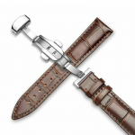 Ehtsast nahast k&auml;ekellarihma komplekt Elegantne 18/20/22/24mm kinnitusklambriga liblikpandla isetegemine Silver Buckle-18mm pruun