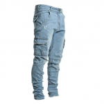 Danmo Jeans Meeste P&uuml;ksid Vabaaja Denim P&uuml;ksid Mitme Taskuga Cargo Jeans Meeste Mood Denim Kitsad P&uuml;ksid K&uuml;ljetaskutega Cargo Suurused S taevasinine v&auml;rv