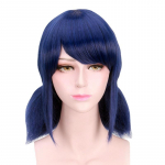 Anime parukas Lepatriinut&uuml;druk Cosplay parukas Reddy Girl keskmise pikkusega parukas topelt hobusesaba parukas sinine
