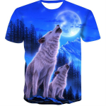 Suvine suures suuruses lahtised meeste riided multifilmid 3D prindiga T-s&auml;rk Wolf Tees O kaela l&uuml;hikeste varrukatega, hingav naiste meeste s&auml;rgid M