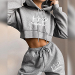Naiste dressi&uuml;likonna 2-osaline komplekt Faith Love Letter kapuutsiga p&uuml;ksid &uuml;likond Spordir&otilde;ivad kevadeks Naiste riided Jooksmine Sport Crop Tops 2XL