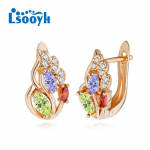 LSOOYH Clip K&otilde;rvar&otilde;ngad Roosa kulla v&auml;rvi moek&otilde;rvar&otilde;ngas naistele Cubic Zirconia &otilde;&otilde;nsad k&otilde;rvar&otilde;ngad Ehted A