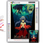 Populaarne 5D DIY ristpistes anime Kui nad nutavad Higurashi maalimine T&auml;ielikult kaetud ristpistes k&auml;sit&ouml;&ouml;komplekt Seinakleebis Kodu dekoratsioon Full Round 20X30CM