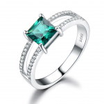 GICA Gema 925 Sterling Silver Nano Emerald Square Design Naiste inkrusteeritud s&otilde;rmus peened ehted pulmadeks 5 roheline/valge