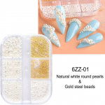 6 stiili k&uuml;&uuml;nekunst Abalone Shell litrid 3D mitmes suuruses kivikivid p&auml;rlitega ehted DIY manik&uuml;&uuml;ri kaunistused