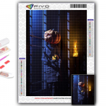 Populaarne 5D isetegemise ristpistega Halloweeni hirmutav k&otilde;rvitsapea, mees maalib t&auml;ispuur-ristpistes k&auml;sit&ouml;&ouml;komplekti seinakleebis Kodukaunistus Full Round 20X30CM