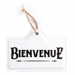 Les Tr&eacute;sors De Lily [R5084] - Metallist tahvel  Welcome  valge must - 18x12 cm valge