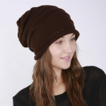 Naiste s&uuml;gistalvine plisseeritud horisontaalne kootud villane &uuml;hev&auml;rviline &otilde;huke m&uuml;ts OneSize sinine